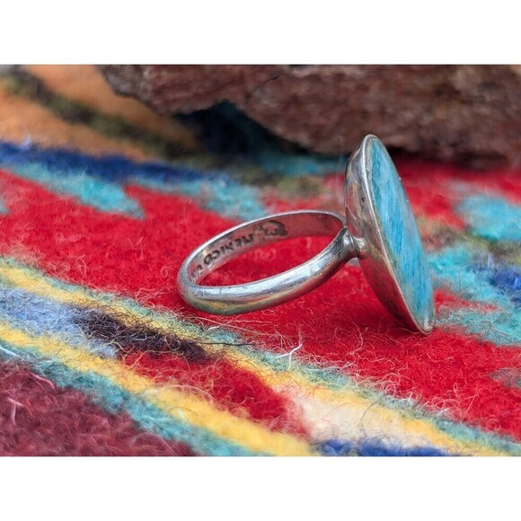 Vintage Taxco Silver Ring, Turquoise Blue Sterling Ring, Southwestern Jewelry - Picture 9 of 10